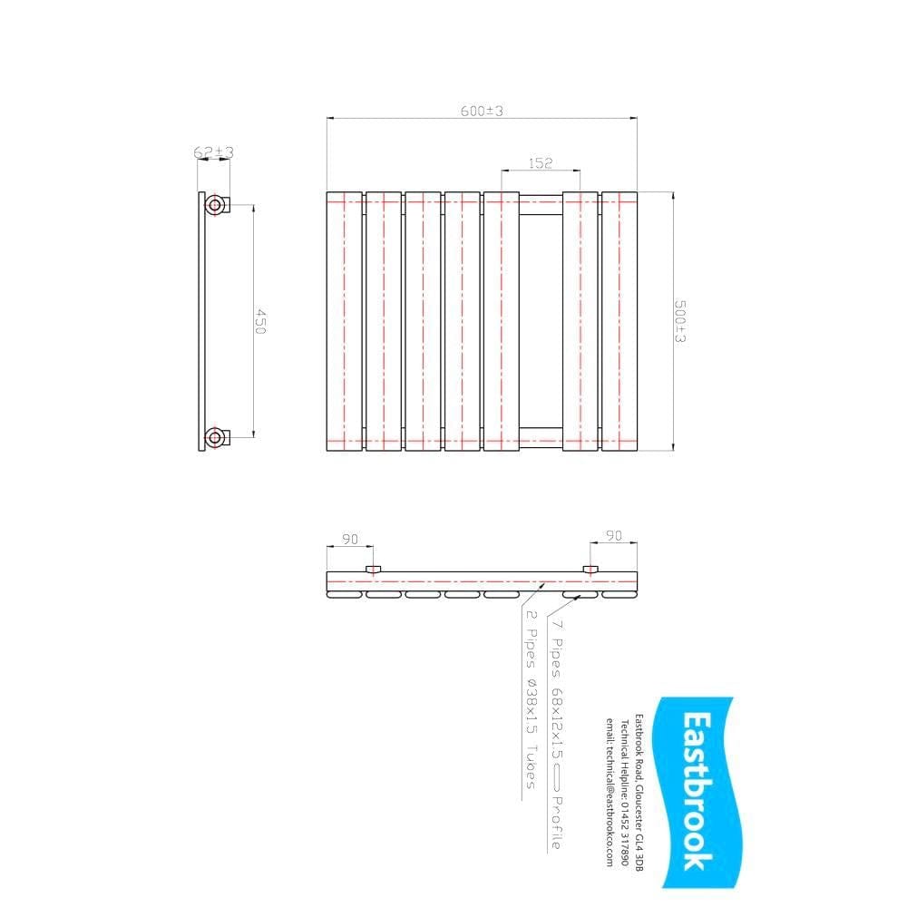 Eastbrook Designer Towel Rail Eastbrook Staverton Tube on Tube Straight Vertical Heated Towel Rail in Chrome