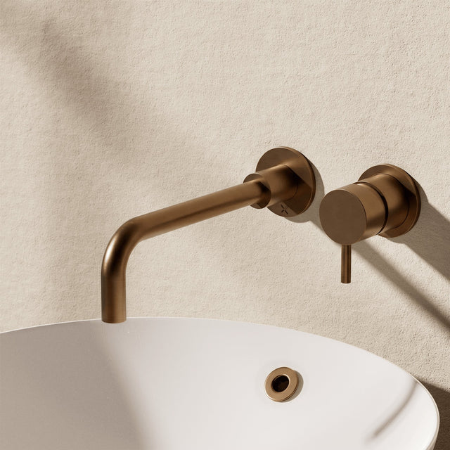 Crosswater Wall Mounted Basin Tap Brushed Bronze Crosswater Mpro 2 Hole Wall Mounted Basin Mixer Tap