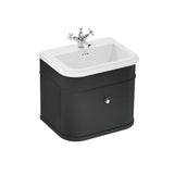 Burlington Wall Mounted Vanity Unit Matt Black / Ceramic Basin - 3 Tap Hole / Chrome Burlington Chalfont 650mm Wall Mounted Single Drawer Vanity Unit with Basin