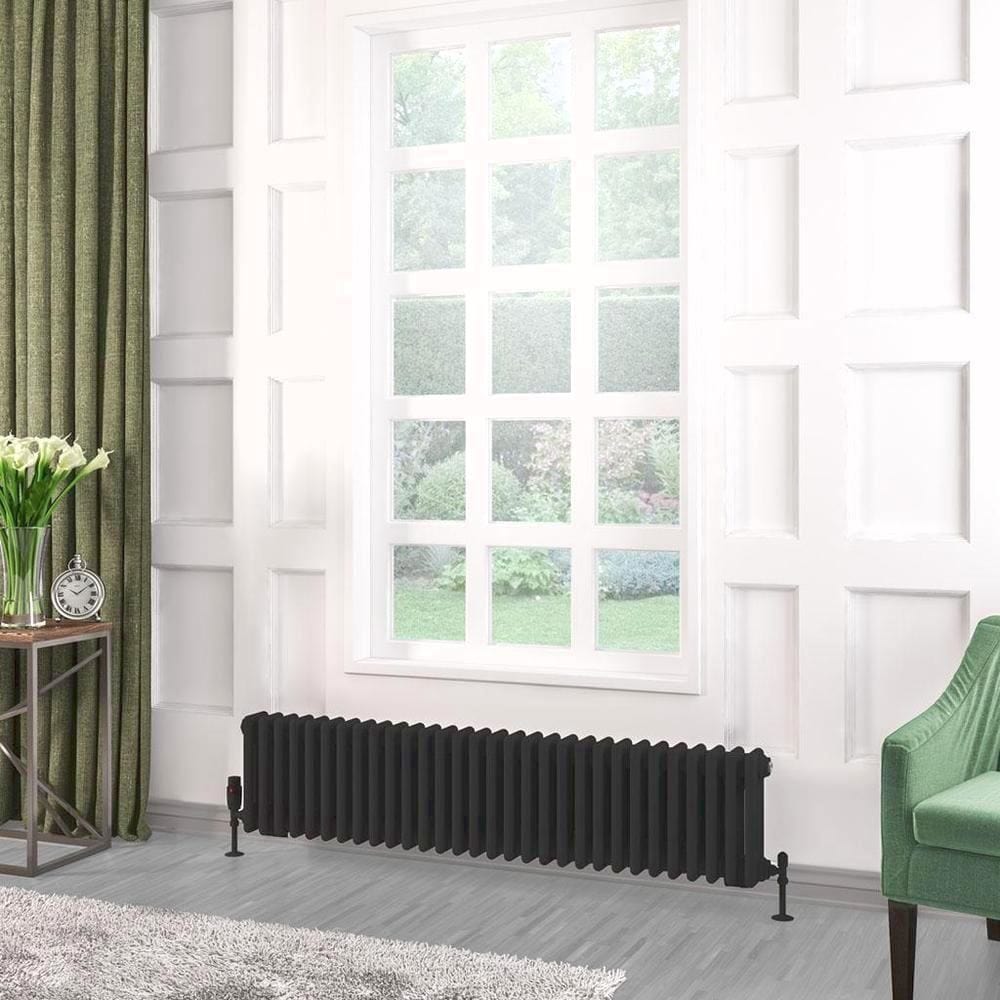 Eastbrook Rivassa Traditional 3 Column Radiator in Matt Black