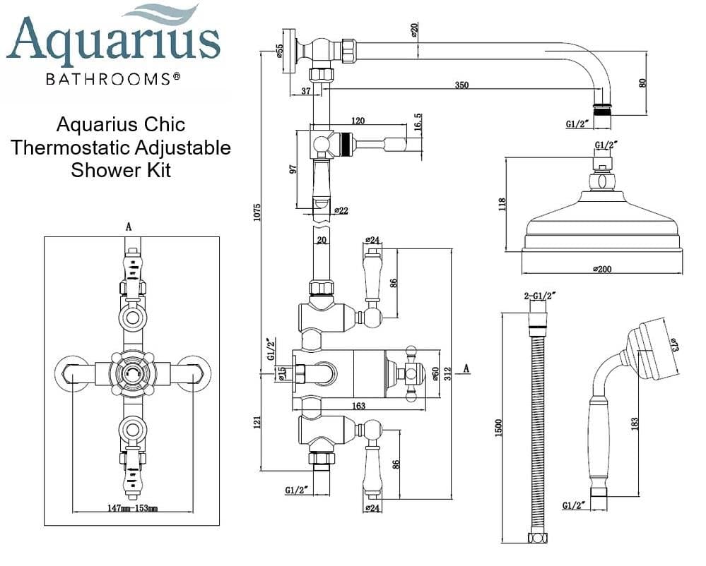 Aquarius Shower Set Aquarius Chic Thermostatic Exposed Adjustable Shower Kit