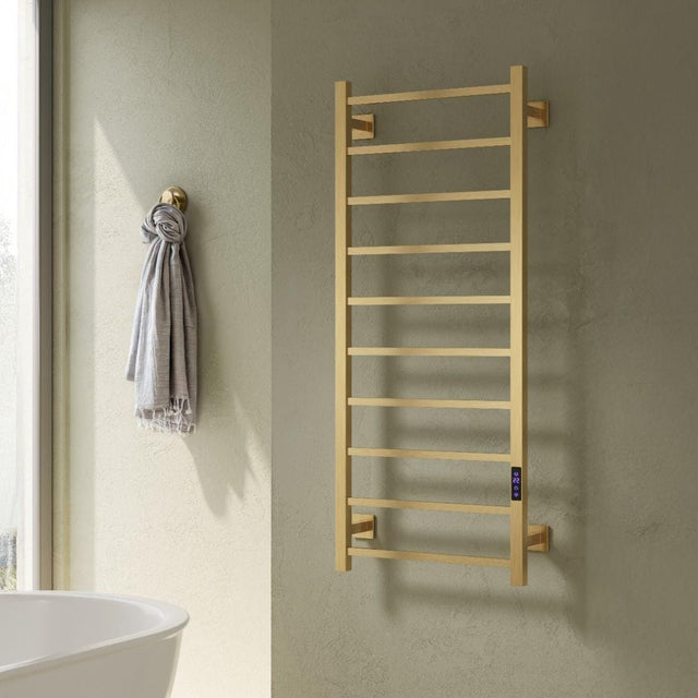Reina Designer Towel Radiator 1200 x 500mm / Brushed Brass Reina Velino Dry Electric Designer Towel Radiator