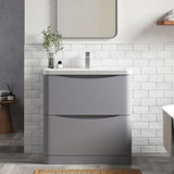 Aquarius Bathrooms Floor Standing Vanity Unit Grey Aquarius Seren 800mm Floor Standing Two Drawer Vanity Unit with Basin