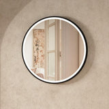 Crosswater Illuminated Mirror 600mm / Matt Black Crosswater Infinity Round Framed LED Illuminated Mirror