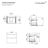 Crosswater Wall Mounted Vanity Unit Crosswater Glide II Wall Mounted Two Drawer Vanity Unit with Worktop