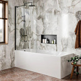 Crosswater Bath Screen Matt Black Crosswater Clear 6 Fixed Bath Screen