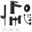 Aquarius Bathrooms Bath Shower Mixer Matt Black Aquarius Hydro Complete Bath Brassware Pack with Basin Mixer, Bath and Shower Mixer