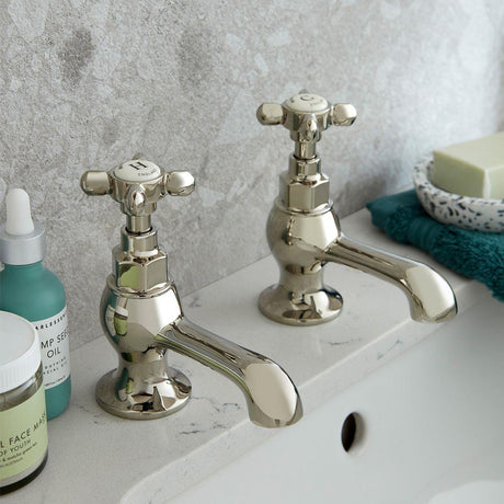 Vado Pillar Basin Tap Bright Nickel Booth & Co. Axbridge Basin Pillar Taps (Pair)