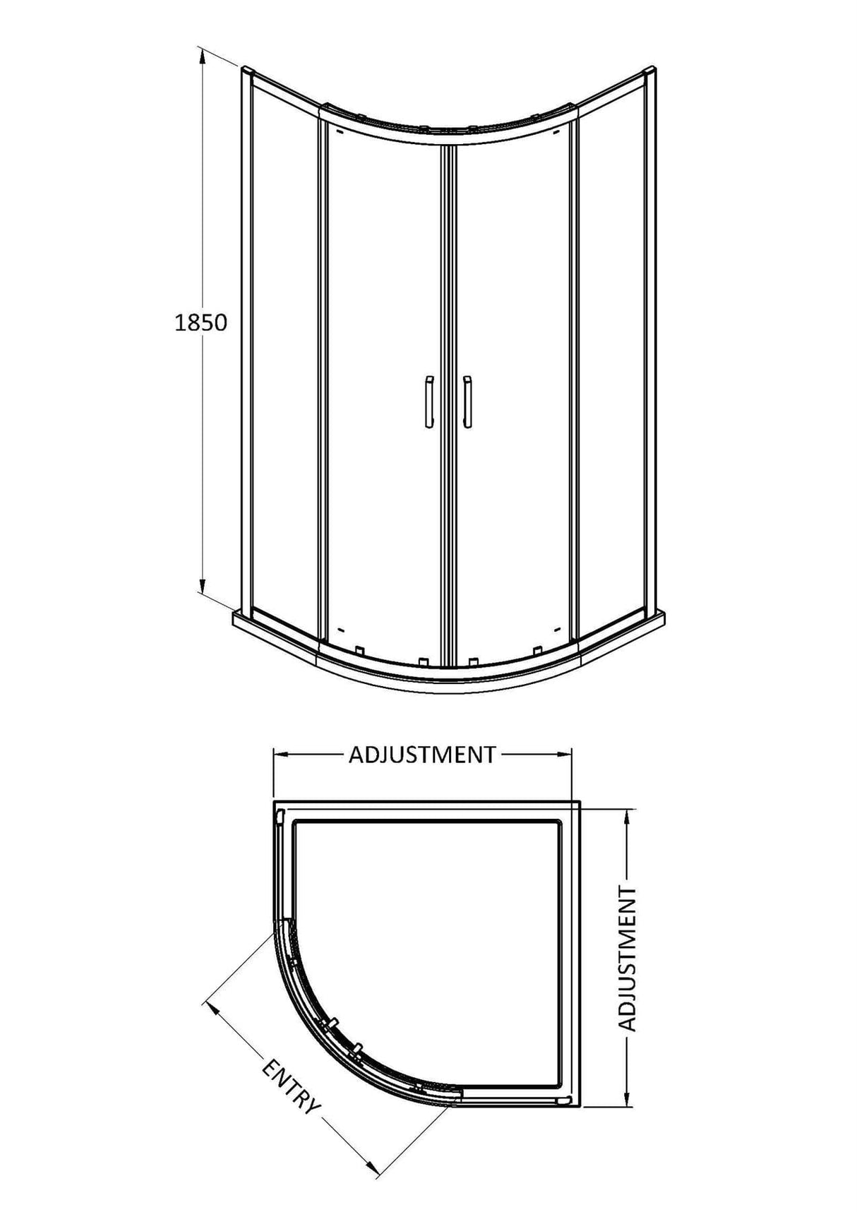 Aquarius Bathrooms Quadrant Shower Enclosure Aquarius Urbano 6mm Quadrant Shower Enclosure 1850mm