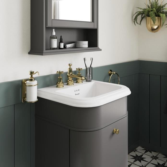 Burlington Wall Mounted Vanity Unit Burlington Chalfont 550mm Wall Mounted Single Drawer Vanity Unit with Basin