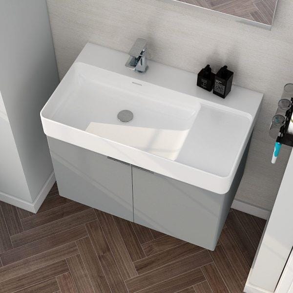 Imex Wall Mounted Vanity Unit Imex Blade Wall Mounted 800mm Double Door Vanity Unit with Basin in Matt Grey