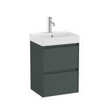 Roca Wall Mounted Vanity Unit Matt Green Roca Ona 450mm Compact Wall Mounted Two Drawer Vanity Unit with Basin