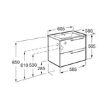 Roca Wall Mounted Vanity Unit Roca Aleyda Compact 600mm Wall Mounted Two Drawer Vanity Unit with Basin
