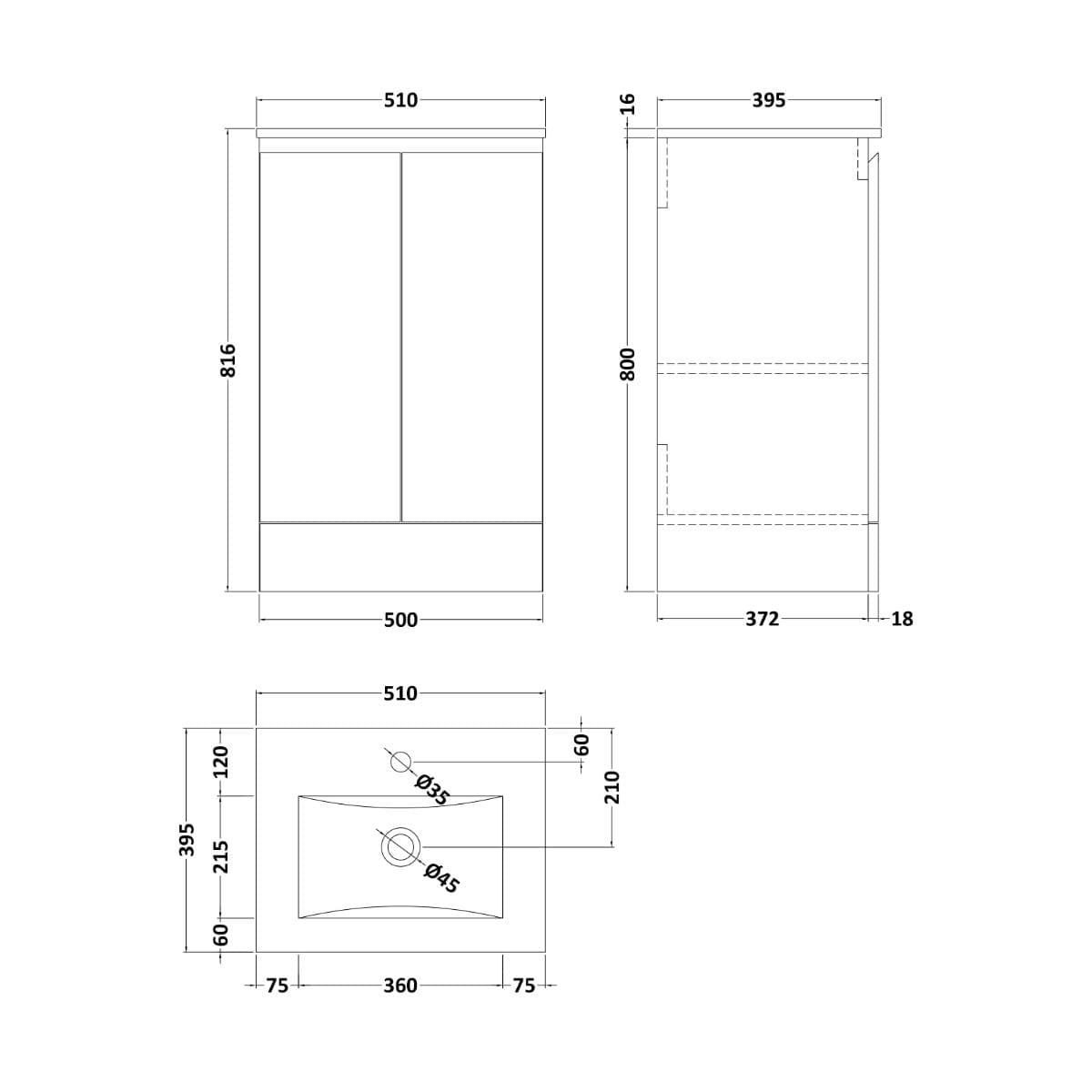 Aquarius Bathrooms Floor Standing Vanity Unit Aquarius Halite Waterproof Floor Standing Vanity Unit in Gloss White with 1 Tap Hole Basin