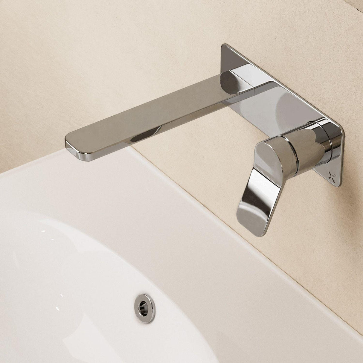 Crosswater Wall Mounted Basin Tap Chrome Crosswater Glide II 2 Hole Wall Mounted Basin Mixer Tap