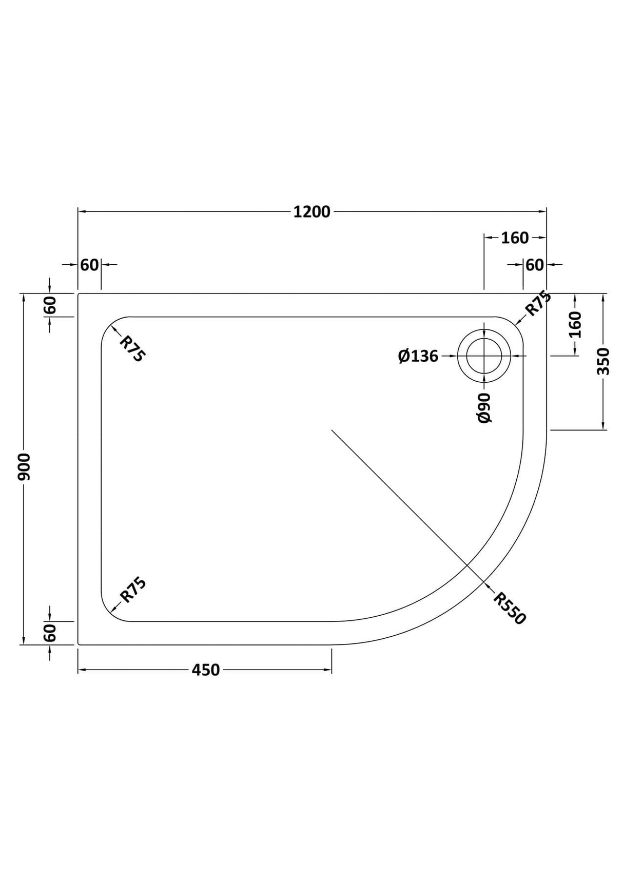 Aquarius Quadrant Shower Tray Aquarius Urbano Offset Quadrant 45mm Stone Resin Shower Tray in White