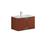 Crosswater Wall Mounted Vanity Unit Soft Clay / Crosswater Tambour Basin - 1 Tap Hole - White Crosswater Tambour Vanity Unit with Basin or Worktop - 800mm - One Drawer - Wall Mounted