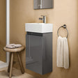Ideal Standard Wall Mounted Vanity Unit Mid Grey / Right Handed Ideal Standard Eurovit + 350mm Wall Mounted Cloakroom Vanity Unit with 1 Tap Hole Basin