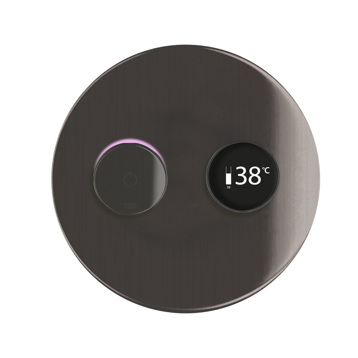 TED Concealed Shower Valve Gun Metal Grey TED Togo 2/3 Outlet Digital Shower Valve with Large Round Plate