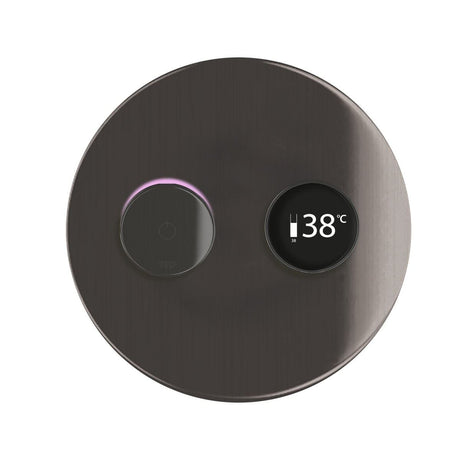 TED Concealed Shower Valve Gun Metal Grey TED Togo 2/3 Outlet Digital Shower Valve with Large Round Plate