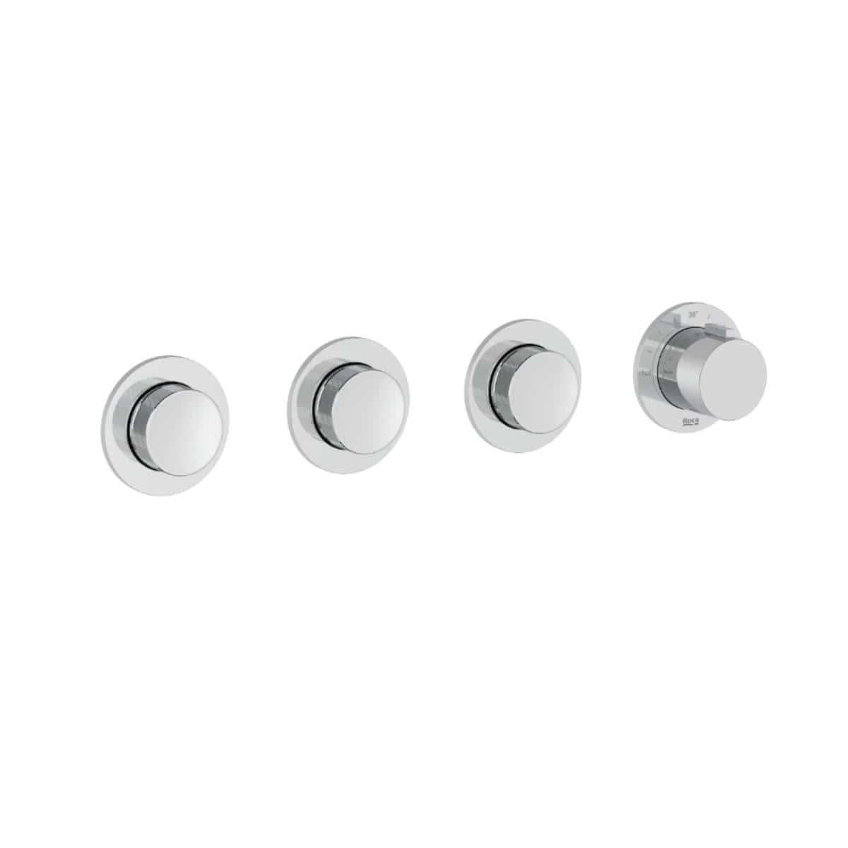 Roca Concealed Shower Set Roca T-Multi Switch Thermostatic Concealed Shower Valve with Rainshower Head, Shower Handset and  Overflow Bath Filler