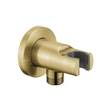 Flova Shower Brackets and Outlets Brushed Brass Flova Levo Round Wall Outlet Elbow with Handset Holder