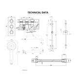 Imex Concealed Shower Set Imex Arco 2 Outlet, 3 Handle Concealed Shower Valve Set with 200mm Fixed Head, Wall Outlet, Slide Rail, Hose and Handset in Chrome