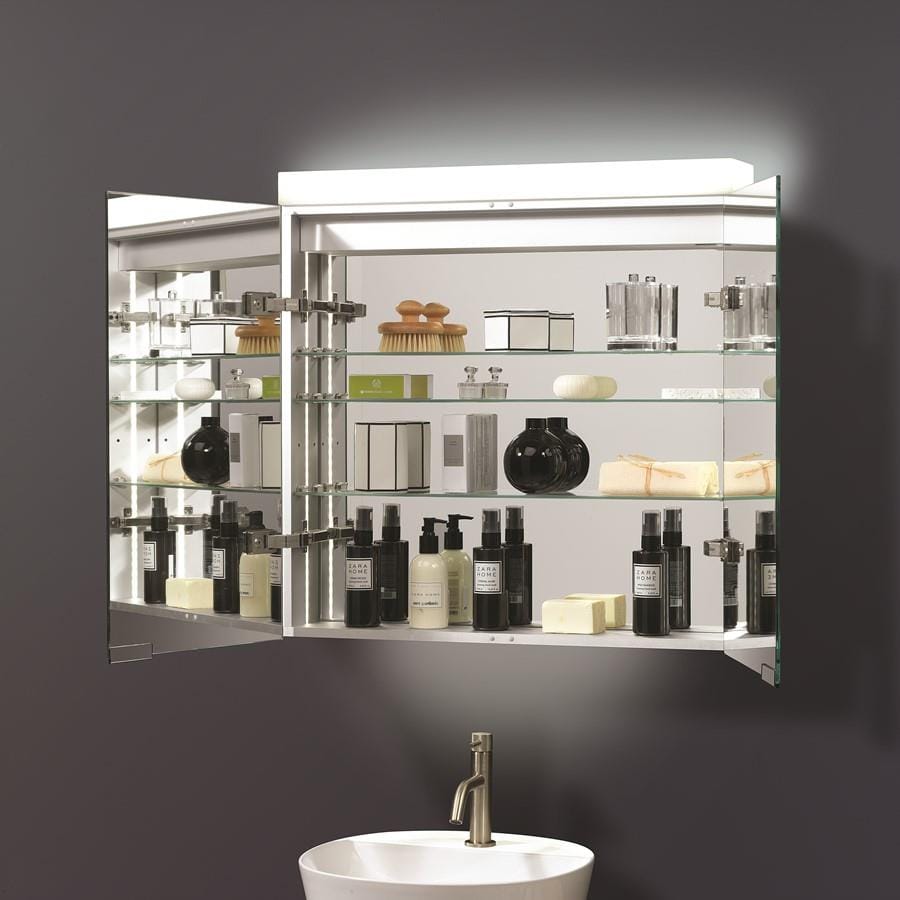 Crosswater Mirrored Cabinet Crosswater Image 700mm Illuminated Mirrored Double Door Cabinet