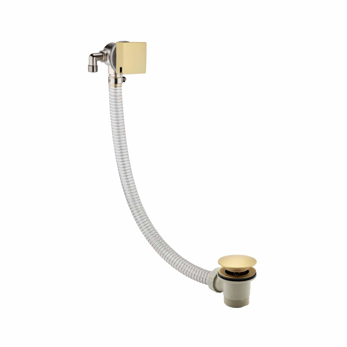 JTP Overflow Filler Brushed Brass JTP HIX Exofil Bath Overflow Filler and Click Clack Waste