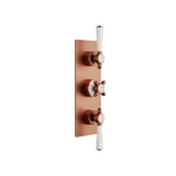 Vado Concealed Shower Valve Brushed Bronze/Crackled White Booths & Co. Axbridge 2 Outlet, 3 Handle Concealed Thermostatic Shower Valve