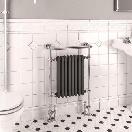 Eastbrook Inset Radiator Dual Fuel Eastbrook Isbourne Straight Vertical Traditional Radiator in Chrome/Matt Anthracite
