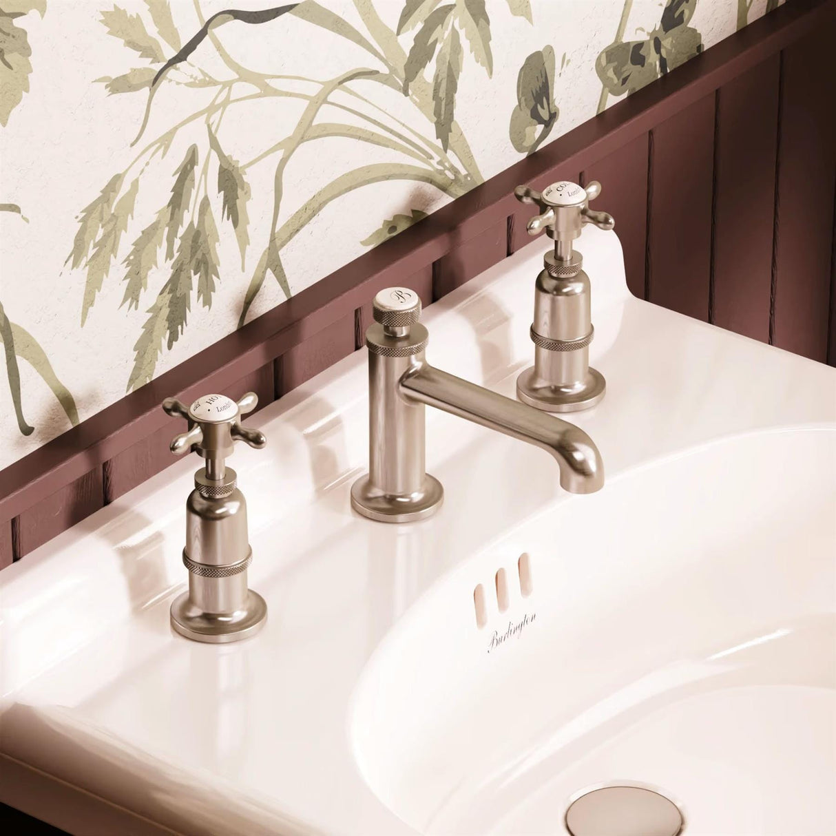 Burlington 3 Tap Hole Basin Set Brushed Nickel Burlington Guild 3 Hole Basin Mixer Tap