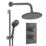 Crosswater Concealed Shower Set Slate / Wall Arm / 200mm Crosswater Design 2 Handle 2 Outlet Shower Set 4 with Rainfall Head and Slide Rail Kit
