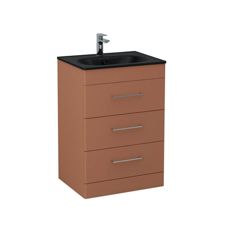 Imex Floor Standing Vanity Unit Terracotta / Black Imex Croma Floor Standing Three Drawer 600mm Vanity Unit with 1 Tap Hole Basin