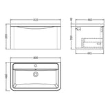 Aquarius Bathrooms Wall Mounted Vanity Unit Aquarius Seren 800mm Wall Mounted One Drawer Vanity Unit with Basin