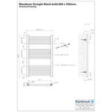 Eastbrook Ladder Rail Eastbrook Wendover Straight Heated Towel Rail in Black Gold