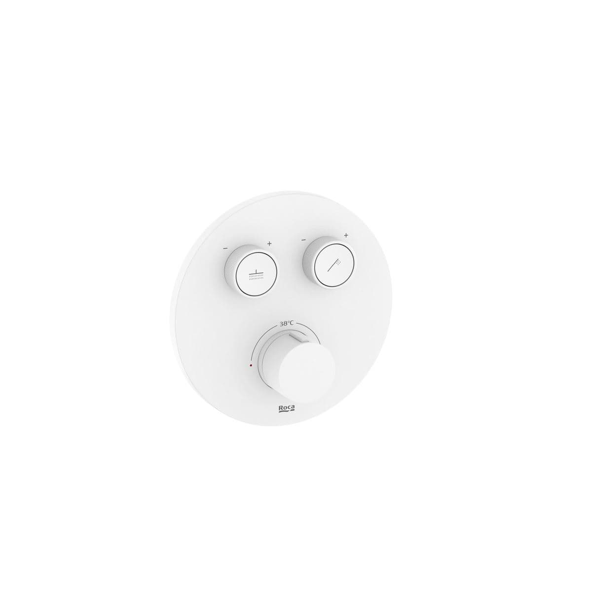 Roca Concealed Shower Valve Matt White Roca T-3000 Round Bath Shower Mixer with Built-In Valve