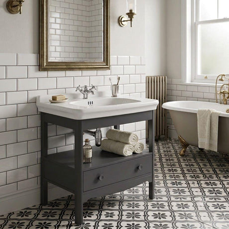 Burlington Floor Standing Vanity Unit Burlington Guild Floor Standing 850 Vanity Unit with 1 Tap Hole Basin in Ashbee Grey