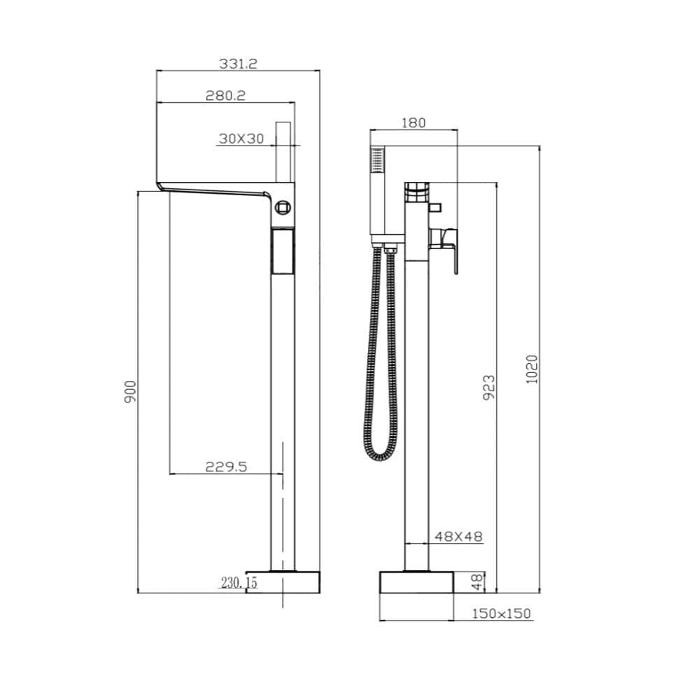 Aquarius Bathrooms Freestanding Bath Filler Aquarius Hydro Floor Standing Bath Shower Mixer Tap with Shower Kit in Brushed Brass
