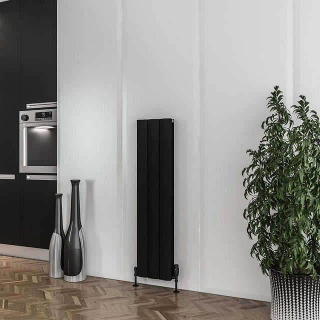 Eastbrook Panel Radiator 1200 x 280mm Eastbrook Guardia Straight Vertical Aluminium Radiator in Matt Black