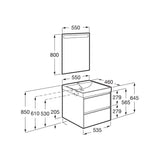 Roca Wall Mounted Vanity Unit Roca Ona 550mm Wall Mounted Two Drawer Vanity Unit with Basin