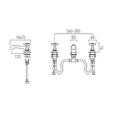 Vado 3 Tap Hole Basin Set Booth & Co. Axbridge Crosshead  3 Hole Basin Mixer Tap with Pop-Up Waste