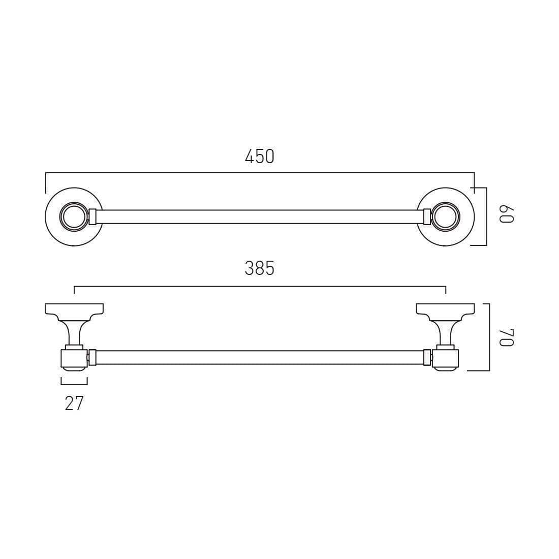 Vado Towel Rails and Rings Booth & Co. Axbridge 450mm Towel Rail