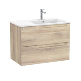 Roca Wall Mounted Vanity Unit Beige Wood / Right Hand Roca Aleyda 800mm Wall Mounted Two Drawer Vanity Unit with Basin