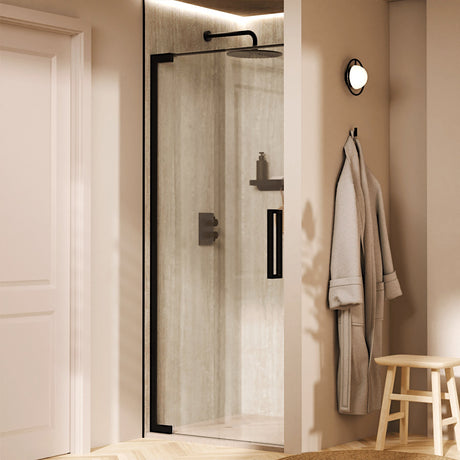 Crosswater Hinged Shower Door Matt Black / 2000 x 900 Crosswater Asura 8mm Hinged Shower Door