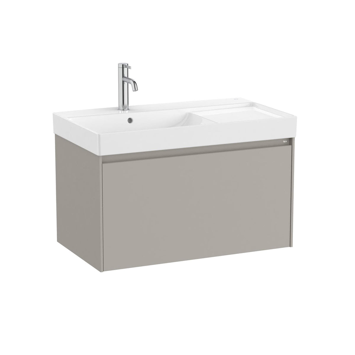 Roca Wall Mounted Vanity Unit Matt Grey / Left Hand Roca Ona 800mm Wall Mounted One Drawer Vanity Unit with Basin