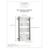 JIS Ladder Rail JIS Sussex Adur Vertical Stainless Steel Curved Heated Towel Rail