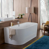 Villeroy & Boch Back To Wall Freestanding Bath Villeroy & Boch Oberon 2.0 Quaryl Back to Wall Double Ended Bath, 1800 x 800mm
