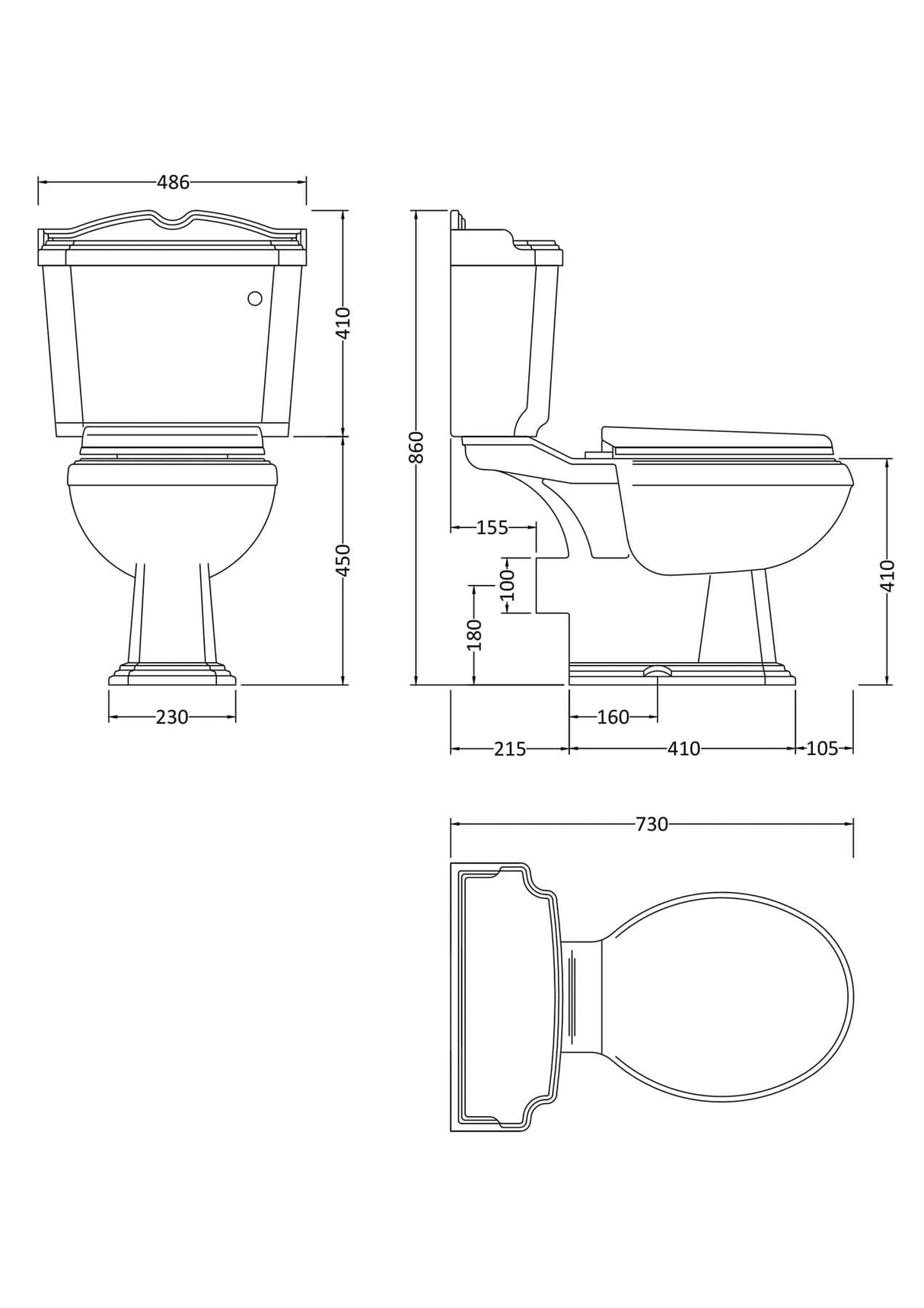 Aquarius Bathrooms Close Coupled Toilet Aquarius Ashford Traditional Close Coupled Toilet with Lever Flush and Seat
