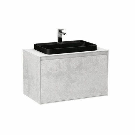 Imex Wall Mounted Vanity Unit Natural Stone / White Marble / Black Imex Arco Wall Hung 800mm Single Drawer Vanity Unit with Worktop and Inset Basin